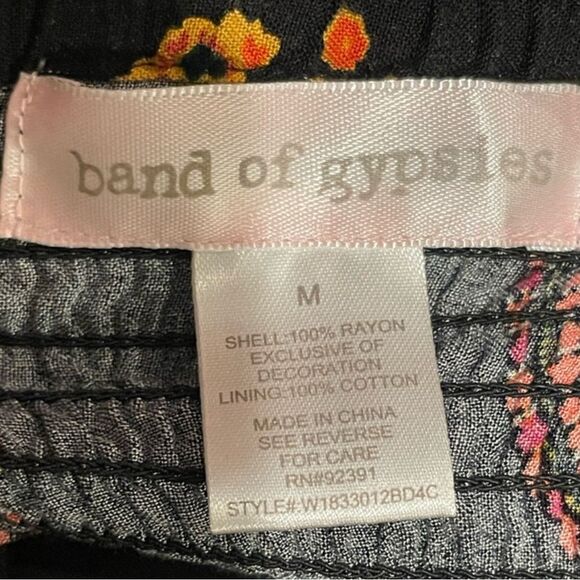 Band of Gypsies Abstract Halter Mini Dress Black Orange with Pockets Medium - Picture 6 of 7